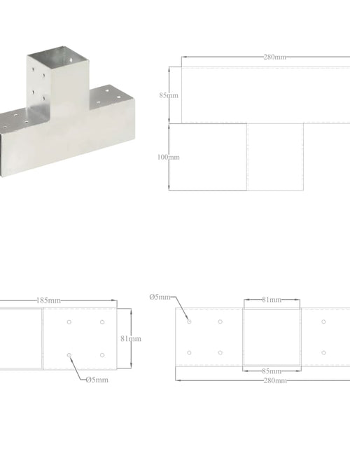 Încărcați imaginea în vizualizatorul Galerie, Conector de grindă, formă T, 81 x 81 mm, metal galvanizat
