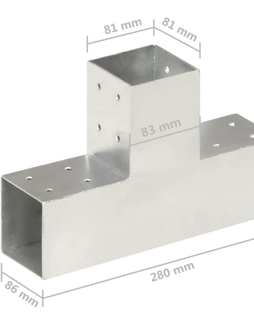 Загрузите изображение в средство просмотра галереи, Conectori de grindă, formă T, 4 buc, 81x81 mm, metal galvanizat
