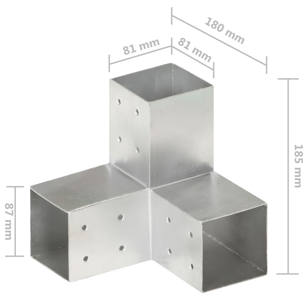 Conector de grindă, formă Y, 81 x 81 mm, metal galvanizat