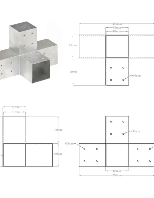 Încărcați imaginea în vizualizatorul Galerie, Conector de grindă, formă X, 81 x 81 mm, metal galvanizat
