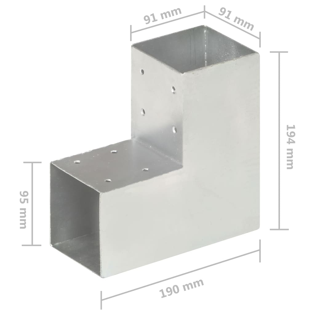 Conectori de grindă, formă L, 4 buc, 91x91 mm, metal galvanizat