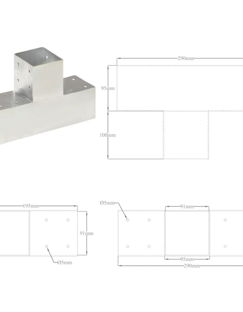 Încărcați imaginea în vizualizatorul Galerie, Conector de grindă, formă T, 91 x 91 mm, metal galvanizat
