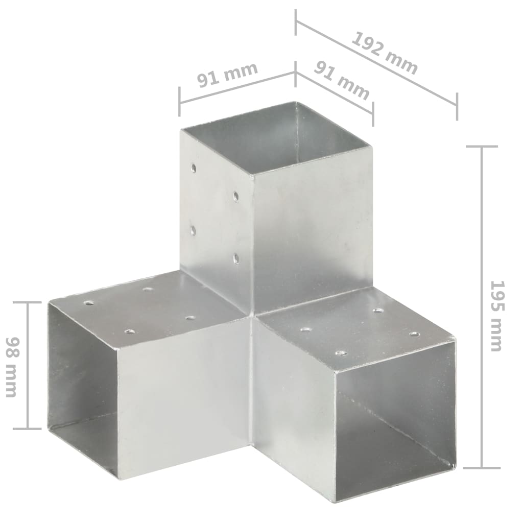 Conector de grindă, formă Y, 91 x 91 mm, metal galvanizat