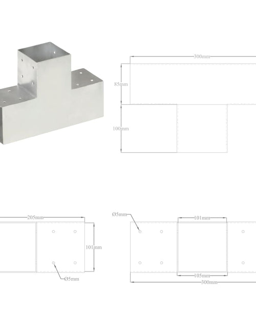 Încărcați imaginea în vizualizatorul Galerie, Conector de grindă, formă T, 101 x 101 mm, metal galvanizat
