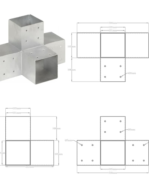 Încărcați imaginea în vizualizatorul Galerie, Conector de grindă, formă X, 101 x 101 mm, metal galvanizat
