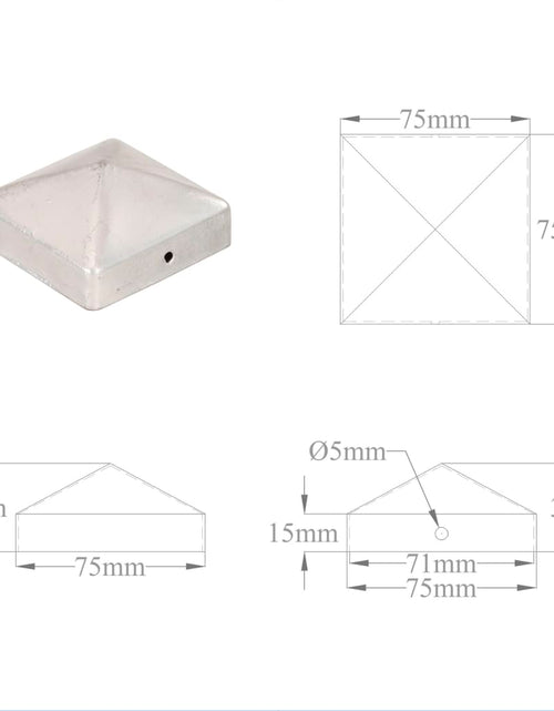 Încărcați imaginea în vizualizatorul Galerie, Capace stâlpi de gard piramidă 6 buc. metal galvanizat 71x71 mm
