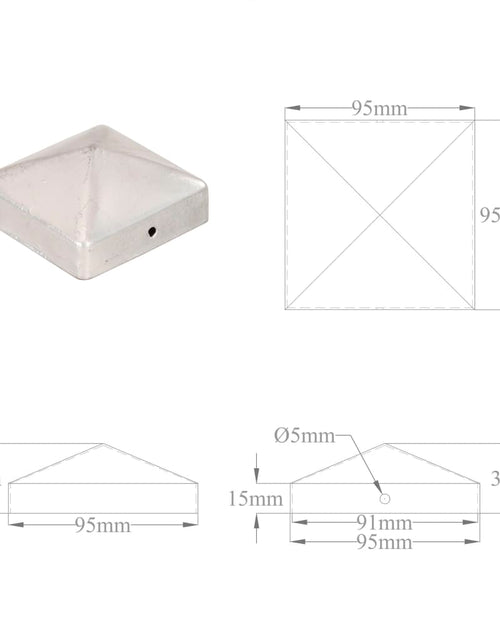 Загрузите изображение в средство просмотра галереи, Capace stâlpi de gard piramidă 6 buc. metal galvanizat 91x91 mm
