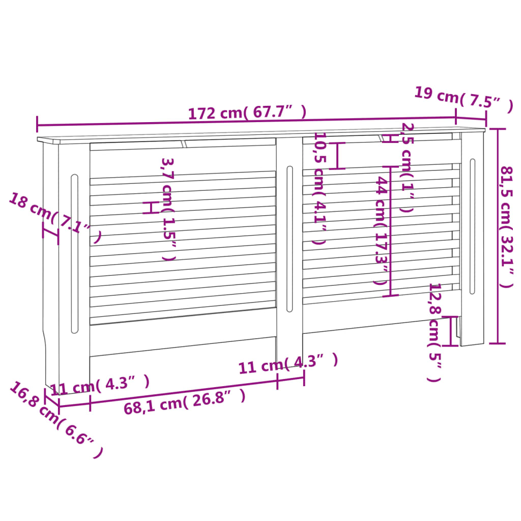 Mască pentru calorifer, antracit, 172 x 19 x 81,5 cm, MDF