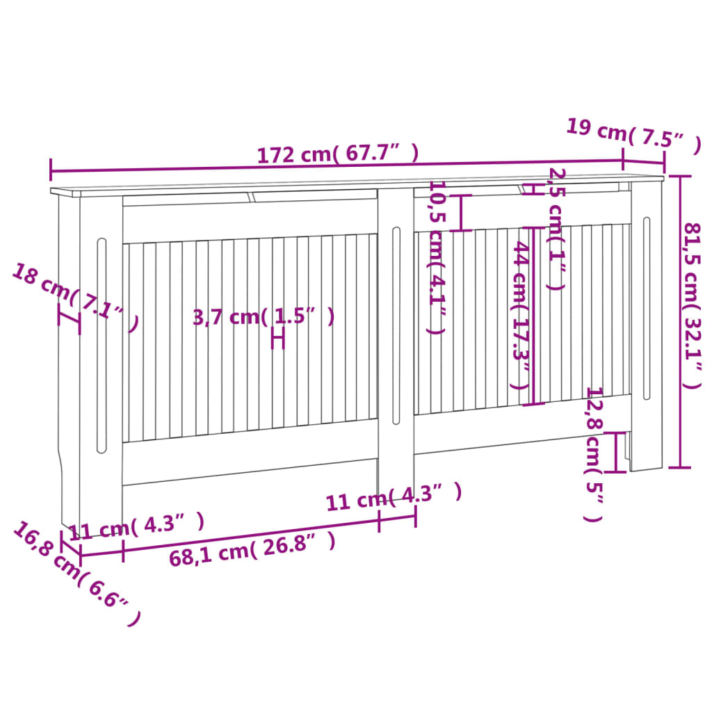 Mască pentru calorifer, 172 x 19 x 81,5 cm, MDF