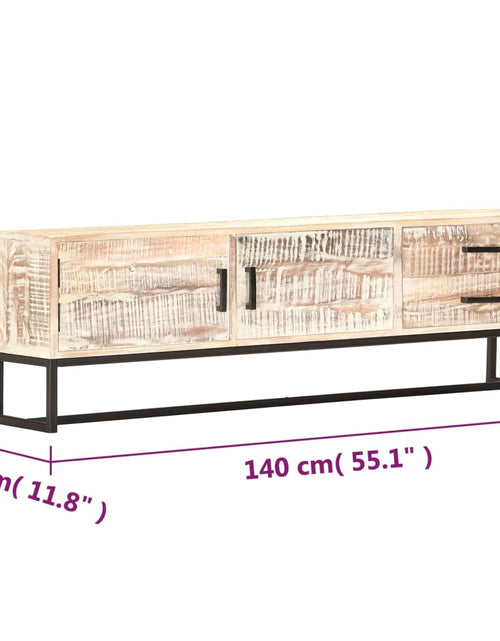 Încărcați imaginea în vizualizatorul Galerie, Comodă TV, 140 x 30 x 45 cm, alb, lemn masiv de acacia
