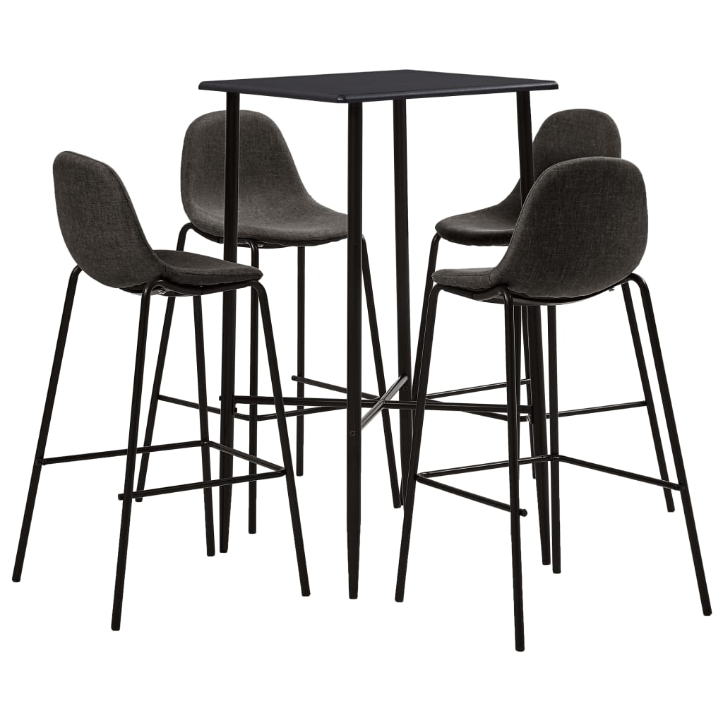 Set mobilier de bar, 5 piese, gri închis, material textil