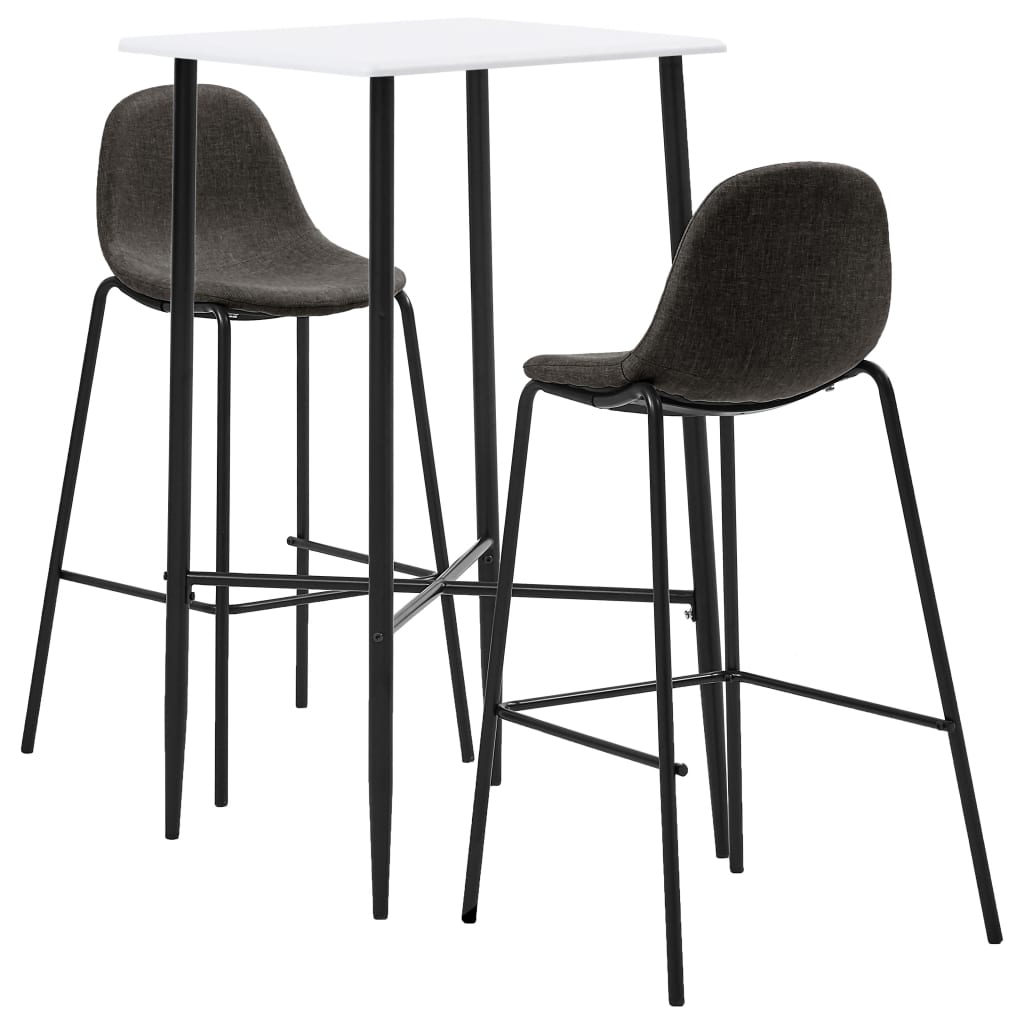 Set mobilier de bar, 3 piese, gri închis, material textil