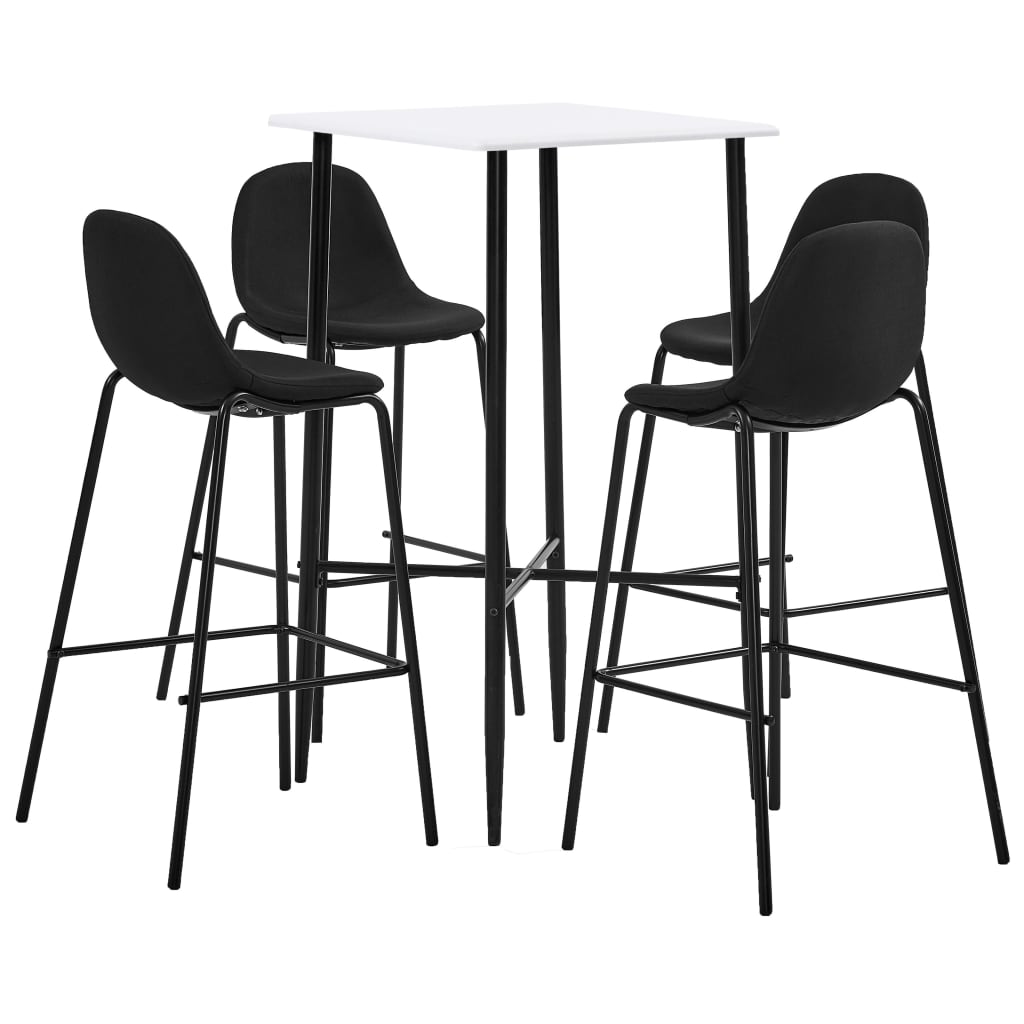 Set mobilier de bar, 5 piese, negru, material textil