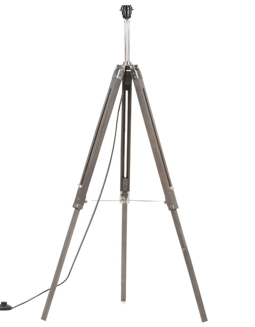 Încărcați imaginea în vizualizatorul Galerie, Lampă de podea cu trepied, gri/alb, 141 cm, lemn masiv de tec - Lando
