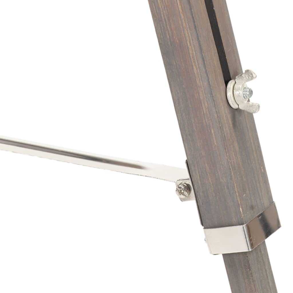 Lampă de podea cu trepied, gri/alb, 141 cm, lemn masiv de tec - Lando