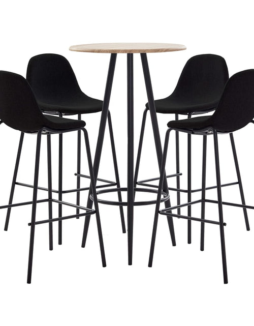 Încărcați imaginea în vizualizatorul Galerie, Set mobilier de bar, 5 piese, negru, material textil
