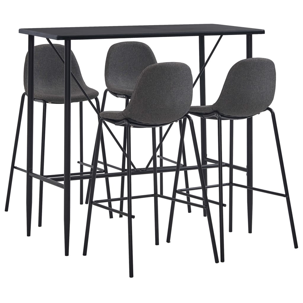 Set mobilier de bar, 5 piese, gri închis, material textil