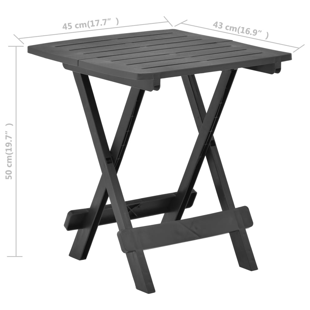 Masă de grădină pliabilă, antracit, 45 x 43 x 50 cm, plastic