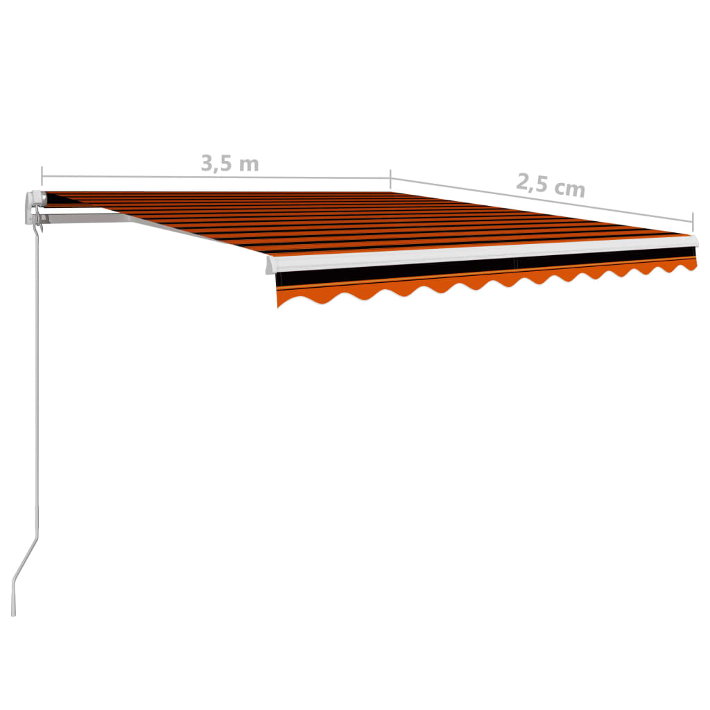 Copertină retractabilă manual, portocaliu & maro, 350 x 250 cm