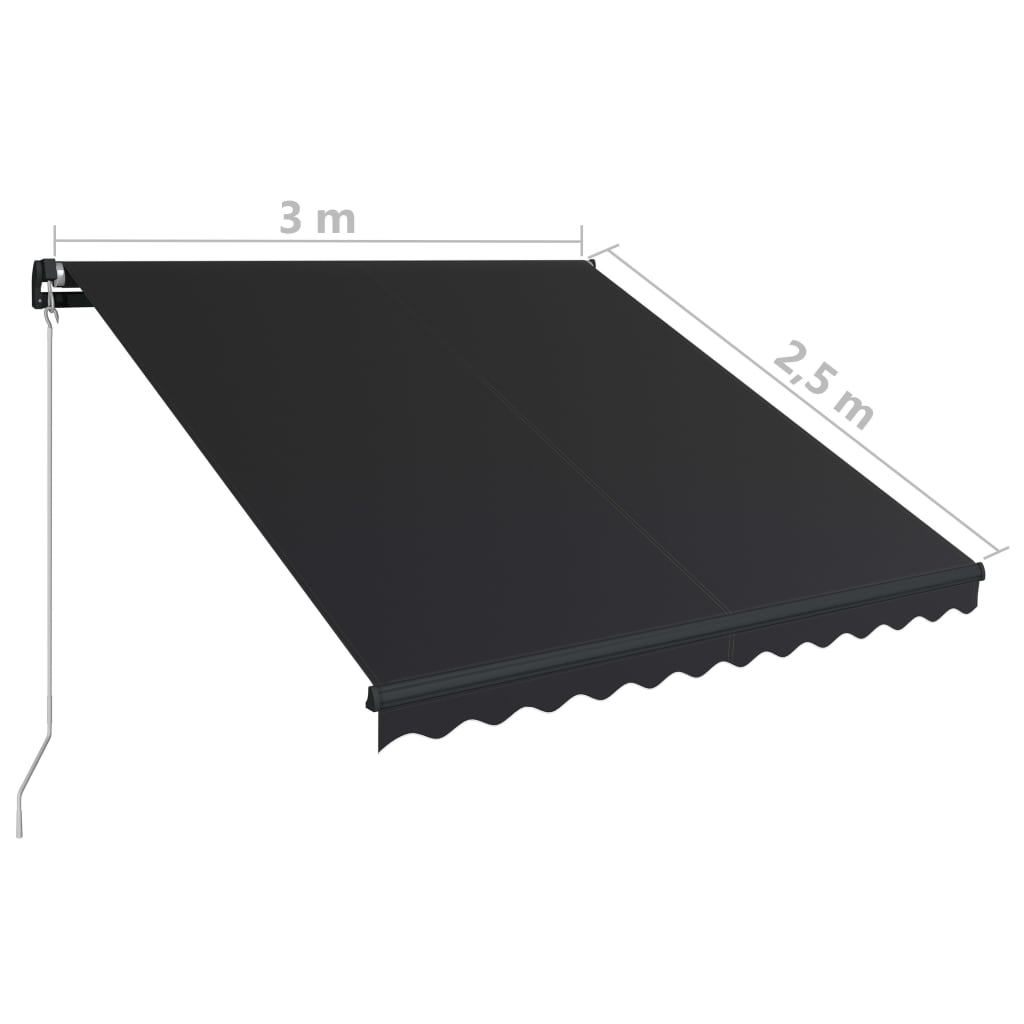 Copertină retractabilă manual, antracit, 300 x 250 cm