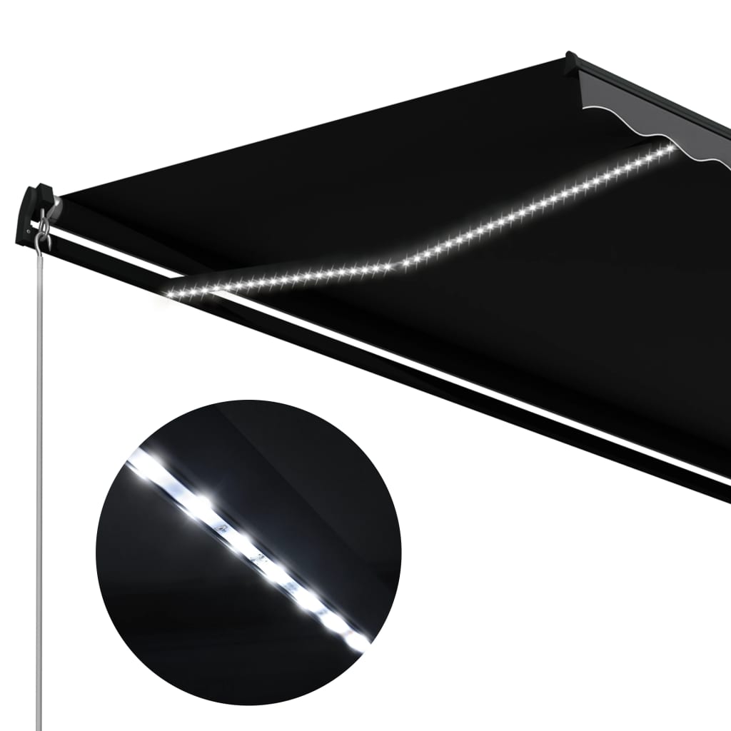 Copertină retractabilă manual cu LED, antracit, 450 x 300 cm