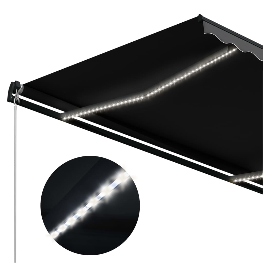 Copertină retractabilă manual cu LED, antracit, 600 x 300 cm