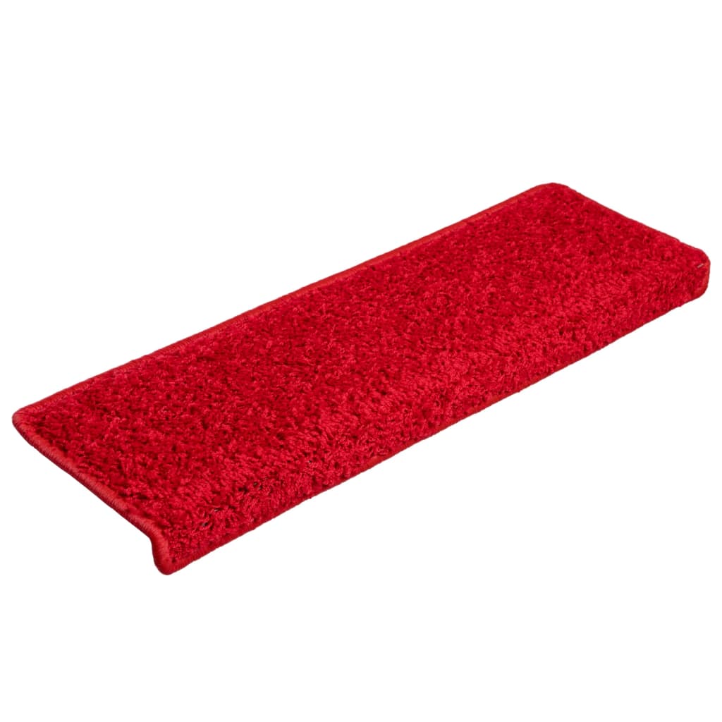 Covorașe de trepte de scară, 15 buc., roșu, 65x21x4 cm