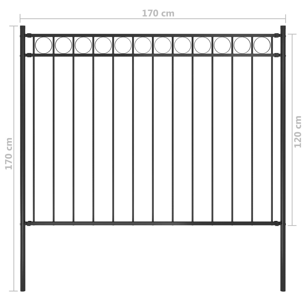 Gard de grădină, negru, 1,7 x 1,2 m, oțel