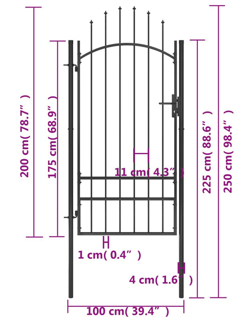 Încărcați imaginea în vizualizatorul Galerie, Poartă de grădină, negru, 1 x 2,5 m, oțel

