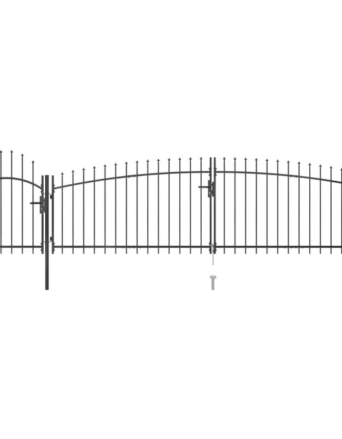 Загрузите изображение в средство просмотра галереи, Poartă gard pentru grădină cu vârf suliță, negru 5 x 1,5 m
