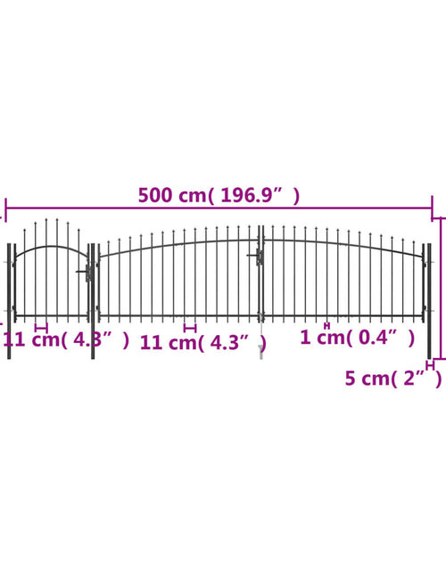 Загрузите изображение в средство просмотра галереи, Poartă gard pentru grădină cu vârf suliță, negru 5 x 1,5 m
