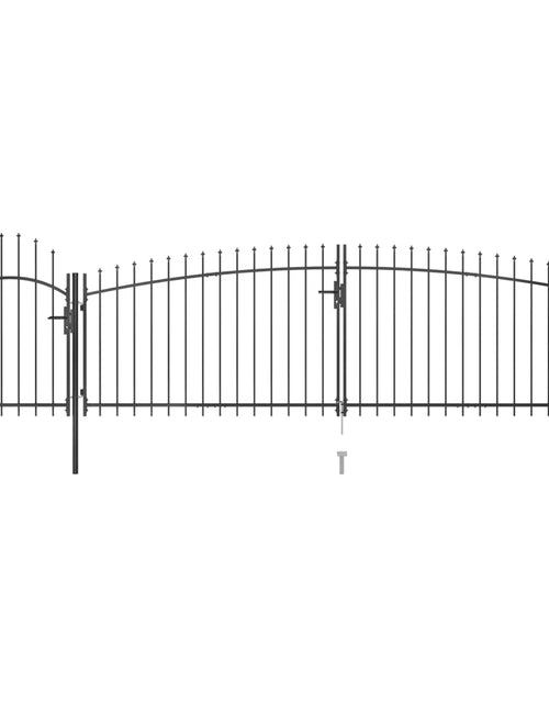 Încărcați imaginea în vizualizatorul Galerie, Poartă gard pentru grădină cu vârf suliță, negru 5 x 1,75 m
