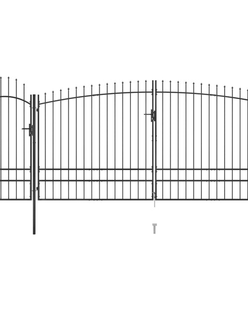 Încărcați imaginea în vizualizatorul Galerie, Poartă gard pentru grădină cu vârf suliță, negru 5 x 2,45 m
