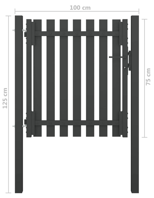 Încărcați imaginea în vizualizatorul Galerie, Poartă de gard grădină, antracit, 1 x 1,25 m, oțel
