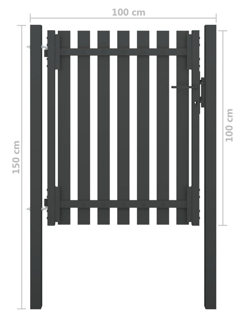 Încărcați imaginea în vizualizatorul Galerie, Poartă de gard grădină, antracit, 1 x 1,5 m, oțel
