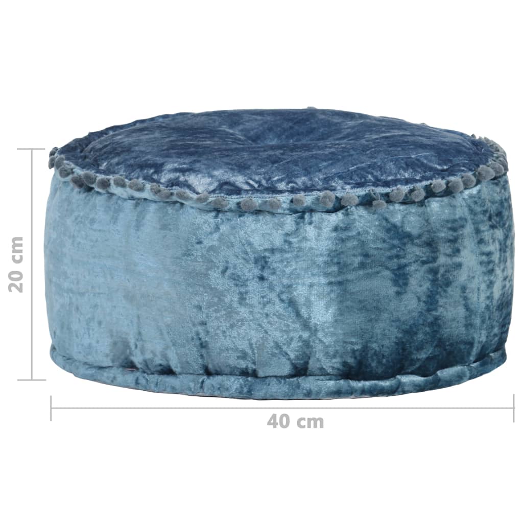 Fotoliu puf rotund, albastru, 40 x 20 cm, catifea
