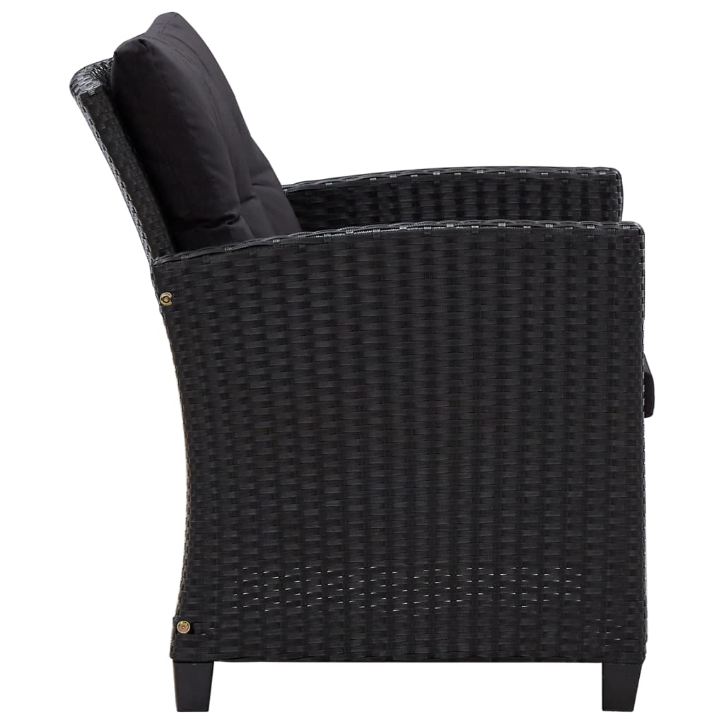 Set mobilier de grădină cu perne, 6 piese, negru, poliratan