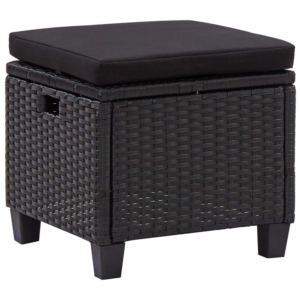 Set mobilier de grădină cu perne, 6 piese, negru, poliratan