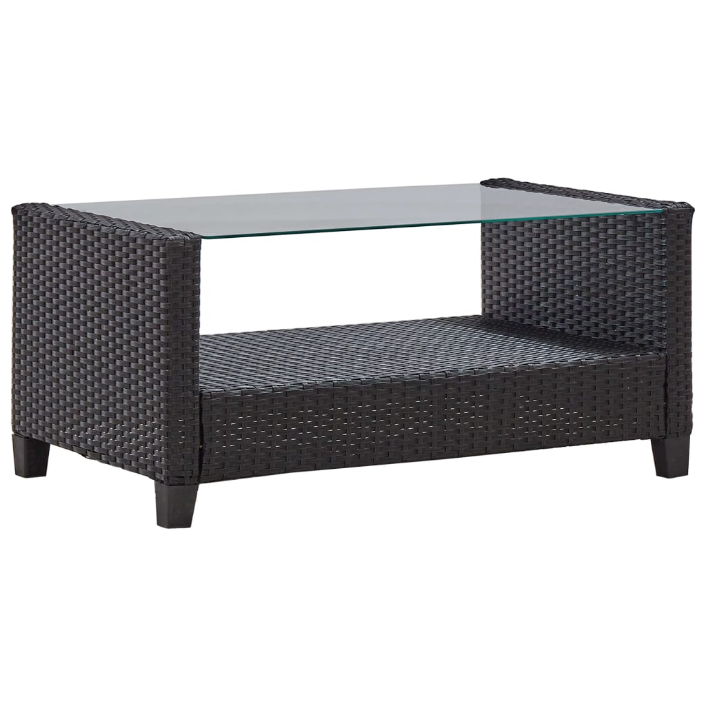 Set mobilier de grădină cu perne, 6 piese, negru, poliratan