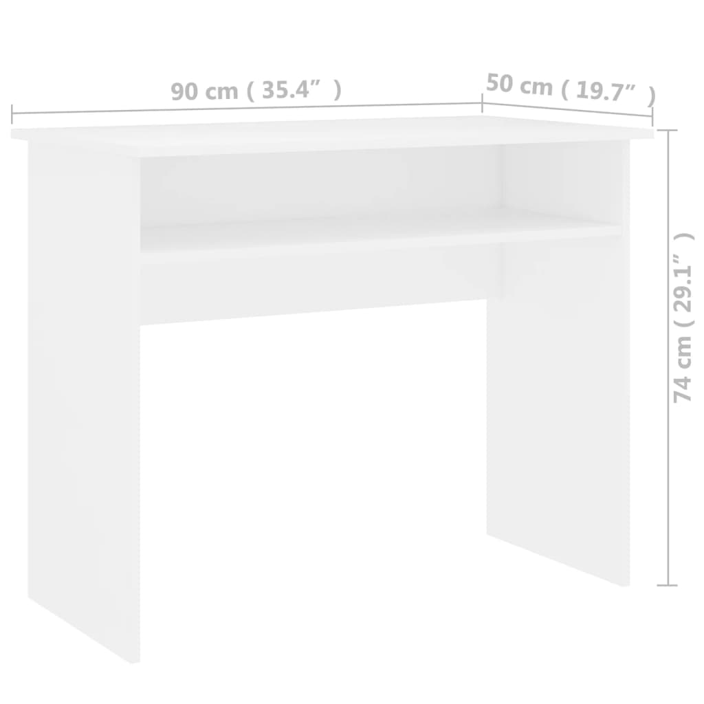 Birou, alb, 90x50x74 cm, lemn prelucrat