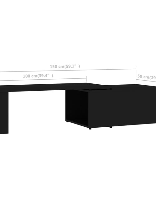 Загрузите изображение в средство просмотра галереи, Măsuță de cafea, negru, 150 x 50 x 35 cm, PAL
