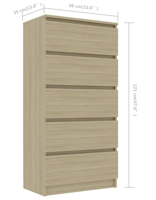 Încărcați imaginea în vizualizatorul Galerie, Dulap cu sertare, stejar Sonoma, 60x35x121 cm, lemn prelucrat
