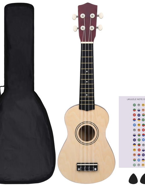 Încărcați imaginea în vizualizatorul Galerie, Set ukulele soprano, cu husă, pentru copii, natural, 21&quot;
