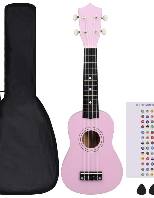 Încărcați imaginea în vizualizatorul Galerie, Set ukulele soprano, cu husă, pentru copii, roz, 21&quot;
