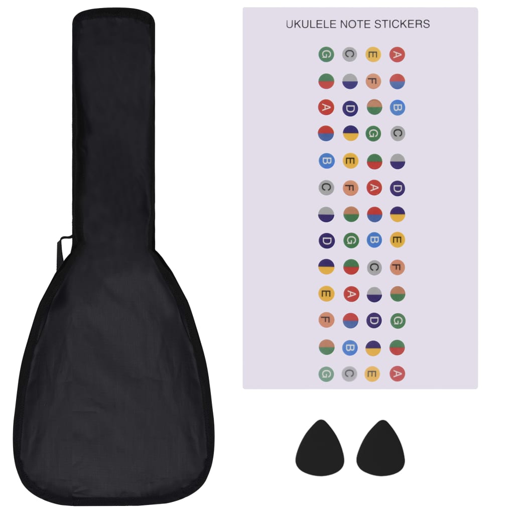 Set ukulele soprano, cu husă, pentru copii, roz, 21"