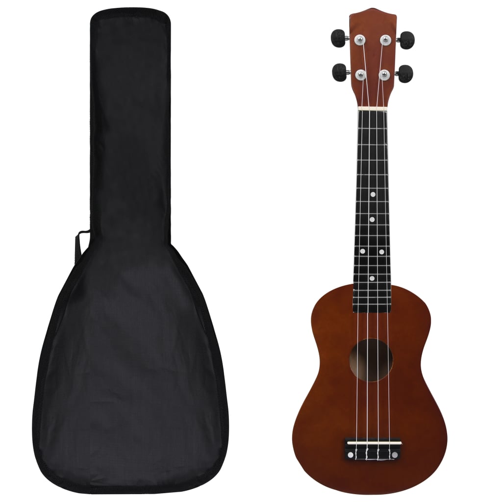 Set ukulele Soprano pentru copii, cu husă, natural, 23"