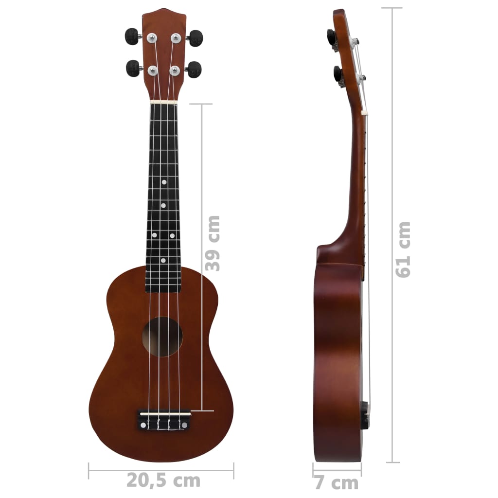 Set ukulele Soprano pentru copii, cu husă, natural, 23"