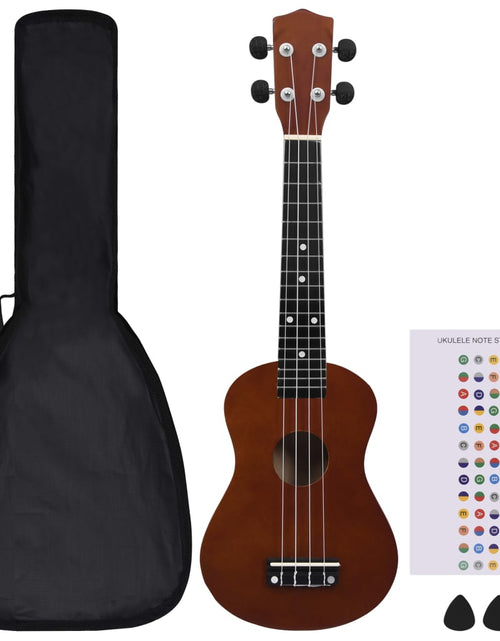 Încărcați imaginea în vizualizatorul Galerie, Set ukulele Soprano pentru copii, cu husă, natural, 23&quot;
