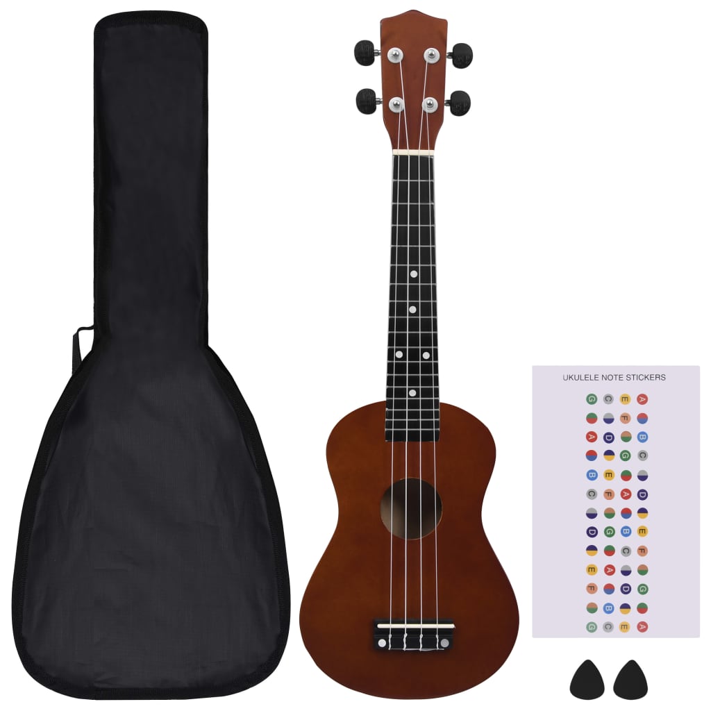 Set ukulele Soprano pentru copii, cu husă, natural, 23"