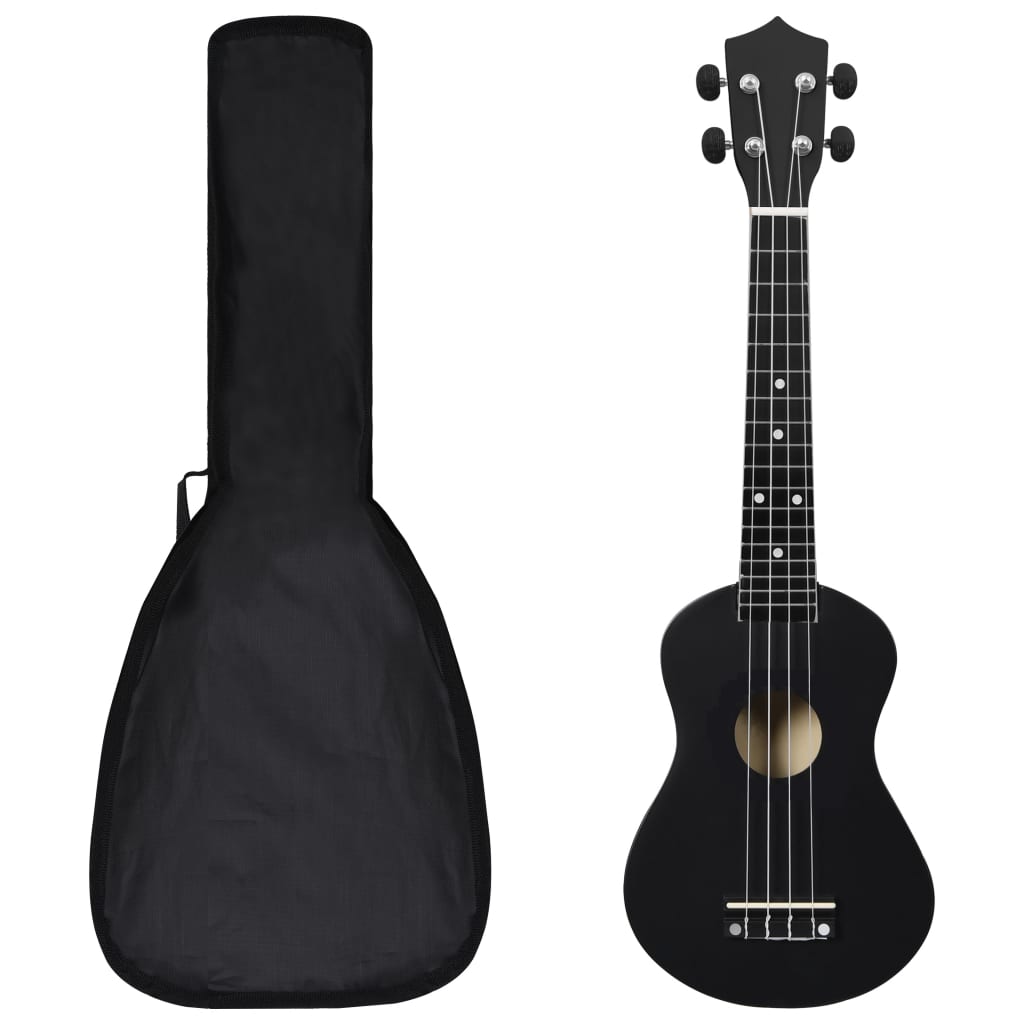 Set ukulele Soprano pentru copii, cu husă, negru, 23"